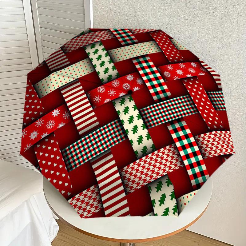 1pc Christmas, Plaid Pattern Umbrella  Automatic Opening and Closing Umbrella, High quality Umbrella, Ideal Gift for Her 218