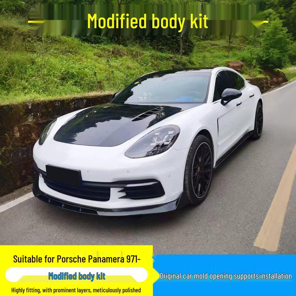 Compatible Porsche Panamera 971 Top Model Front Lip, Rear Spoiler, and Side Skirts Kit