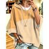 Women's Casual Hooded Sweatshirt in Light Blue Solid Color with Blue and White Thin Stripe Print Patchwork, a Relaxed Style Casual Top