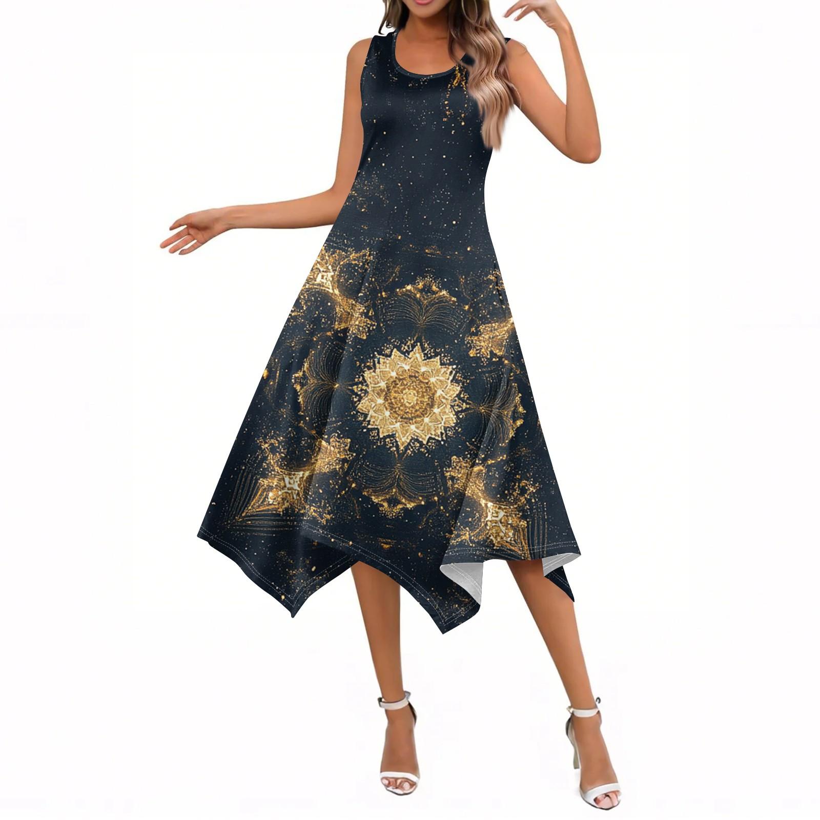 

Женские летние повседневные платья с круглым вырезом, плиссированные, с карманами, с принтом, с коротким рукавом S тёмно-синий