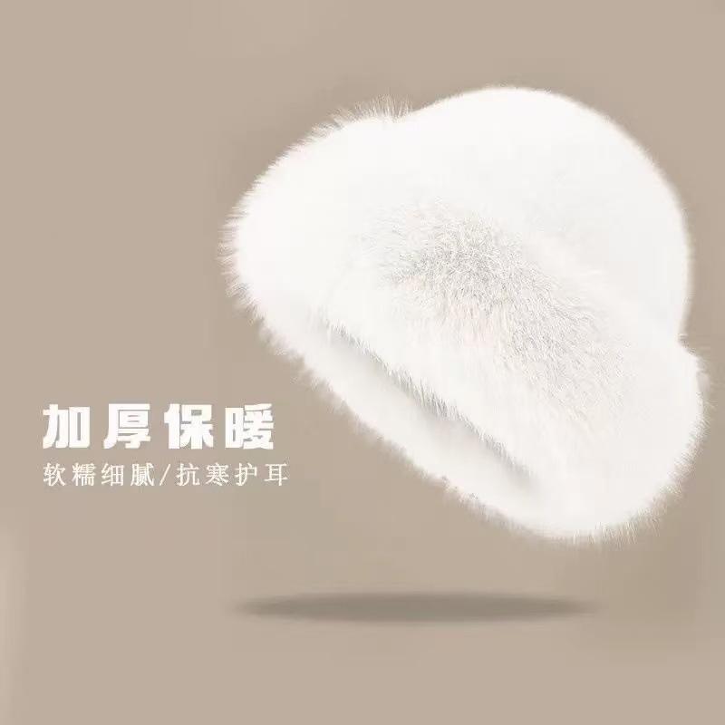 New autumn and winter knitted hats, women's ear protectors, warm contrasting color checkerboard, small versatile wool hats, couple cold hats