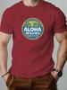 2025 New Hot Sale Mens Summer Short Sleeve TShirt with Aloha Beaches Retro Palm Tree Print Casual Soft Breathable Cotton Tee