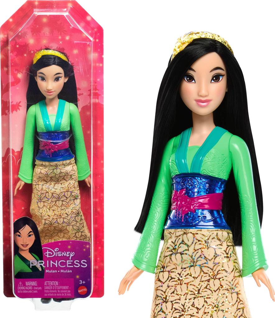 Mattel Disney Prinsesse Mulan Poserbar Motedukke med Glitrende Klær og Mattel Disney Filmleker Dukker, Tilbehør,