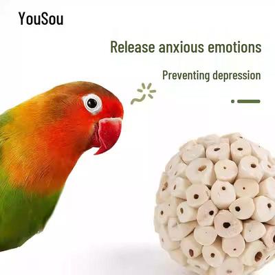 Parrot Chew Toy: Kula i patyk z papieru ryżowego do gryzienia, czyszczenia zębów i zabawy