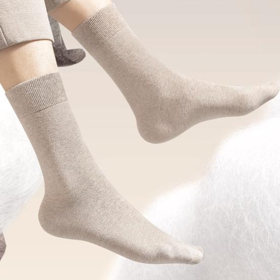 Winter Warm Dress Socks Men Crew Socks, Solid Color Casual Soft Non Binding Breathable Sweat Wicking Mid-calf for Autumn And Daily Wear Business