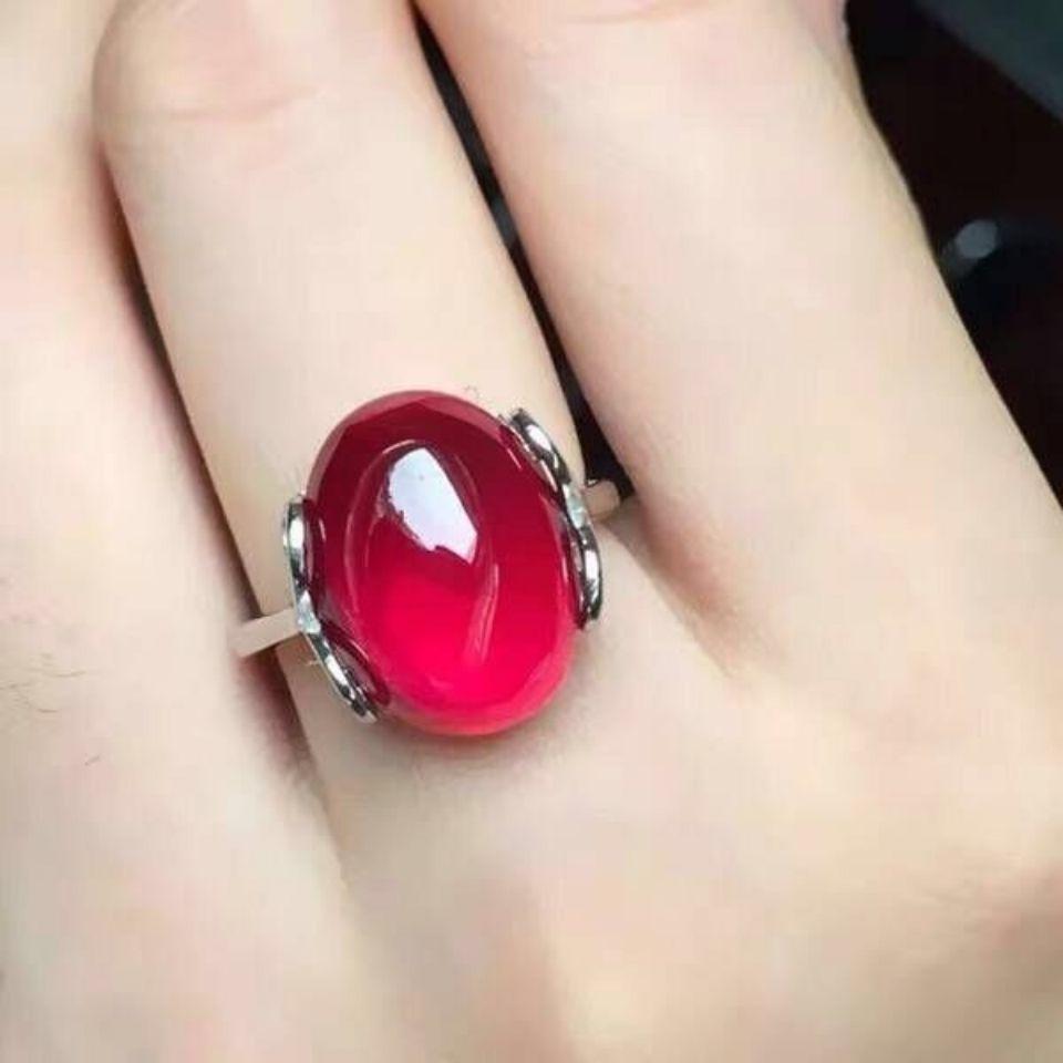 New Retro Temperament Plated 925 Silver Field Jasper Open Ring Women, Chalcedony Live Ring 2026