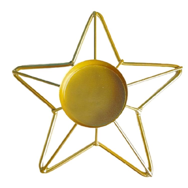 Iron Candlestick Christmas Decoration Candle Holder with Moon Star Designs Metal Tealight Candle Stand for Centerpieces