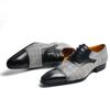 Fashion Men's Leather Shoes Denim+cow Leather Upper Material Lace Up Fashion Oxfords for Man Perfect For Business Wedding Office Wearing