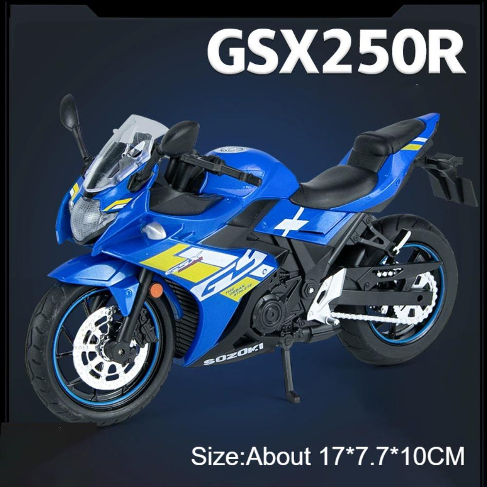 Scale 1:12 Suzuki Hayabusa GSX250R Motorcycle Model Toy Car Alloy Body Rubber Tires Music Light Motor Models Collectible Item
