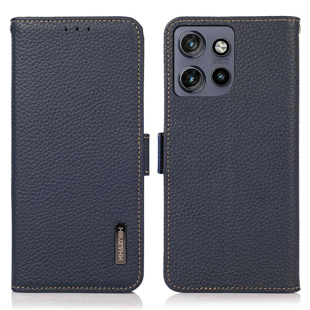 KHAZNEH For Motorola Edge 50 5G Phone Case Genuine Cow Leather Cover RFID Blocking