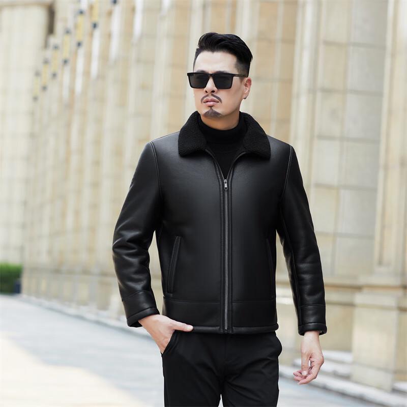 Men's Plus Velvet Thickened Faux Fur Collar Leather Jacket
