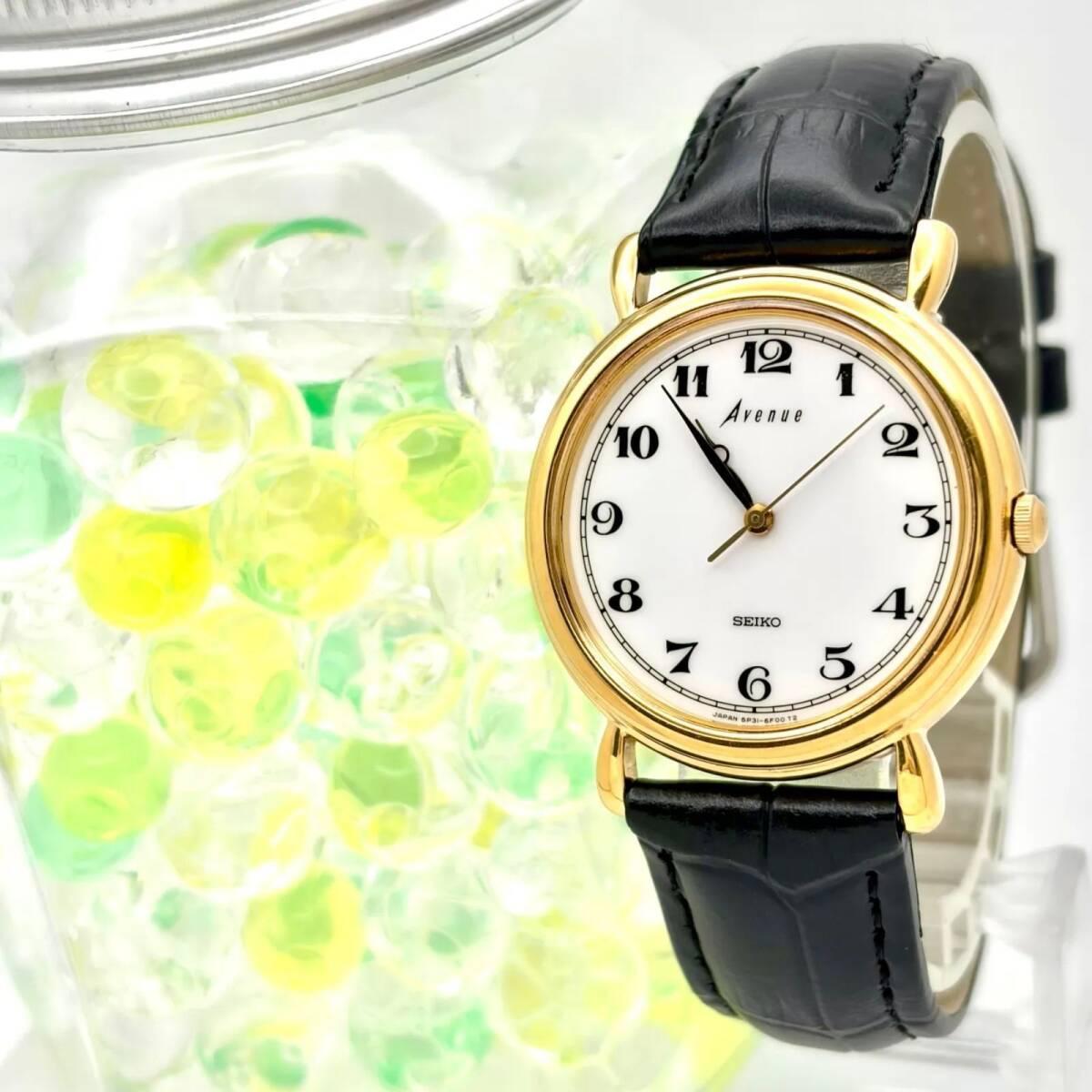[New Battery] SEIKO Avenue Men s Watch Gold 5P31-6D20 991649 New Belt