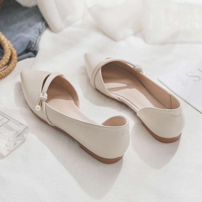 Not Tired Feet Spring and Summer Single Shoes Women's Versatile New Side Empty Pointed Flat Sandals