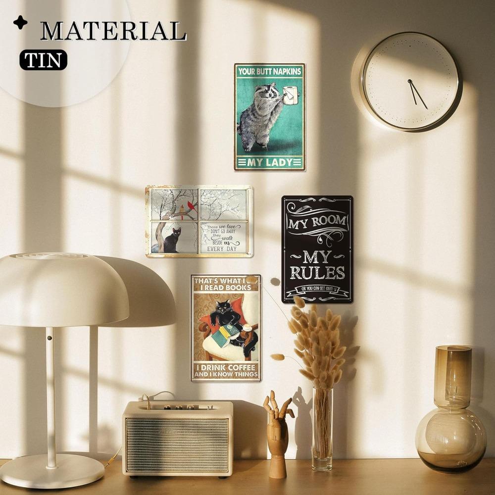 "Your Butt Napkins My Lady" Funny Decor - Raccoon Bathroom Tin Sign, Wall Decorations for Bathroom