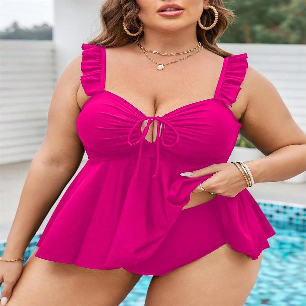 Women's Plus Size Two-Piece Tummy Control Swimsuit with Shorts