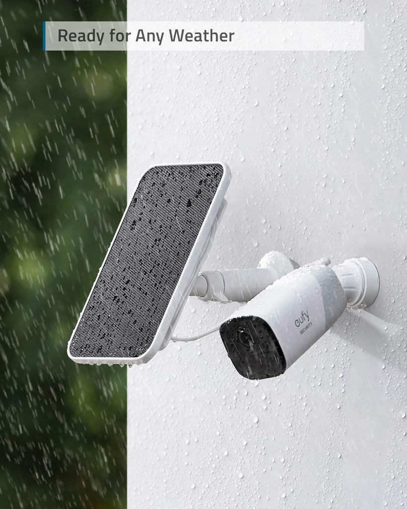 eufy Security Certified eufyCam Solar Compatible with Continuous Power Solar IP65 for Outdoor Surveillance and Camera Charging Panel, eufyCam, Supply,