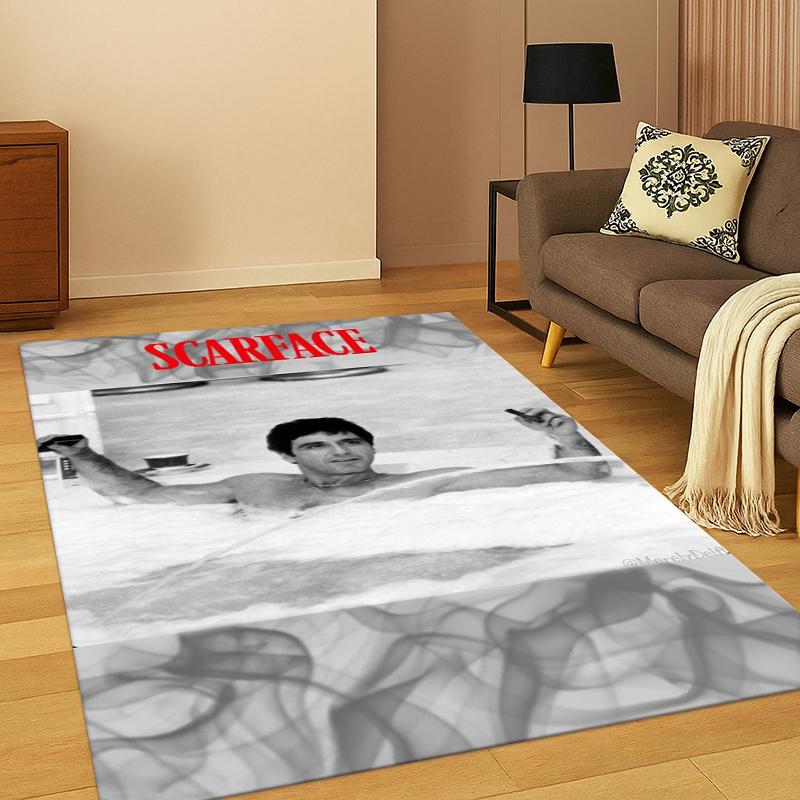 3D Scarface Classic Movie Tony Carpet Rug for Bedroom Living Room Sofa Playroom Doormat Home Decor,Kid Game Area Rug Non-slip