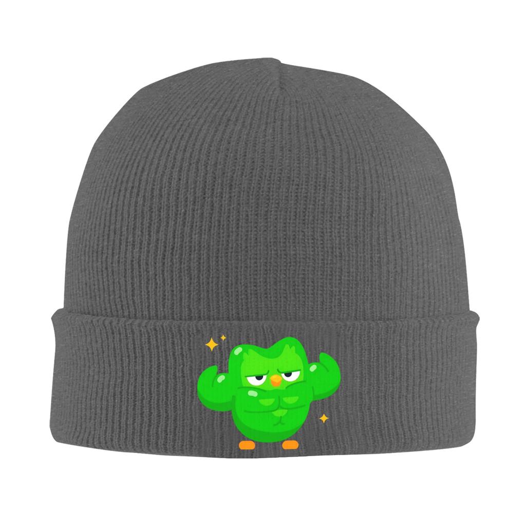 Minimalistisches Duolingo Lustiges Duolingo Meme Strickmütze Street Y2K Kappen Erwachsene Unisex Kpop Beanie Mützen Winter Elastische Mützen