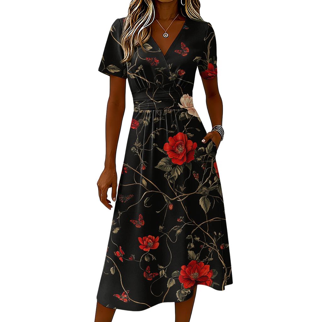 Short sleeve dress for women V neck floral dress for women maxi dresses for women spring dresses for women sundresses for women