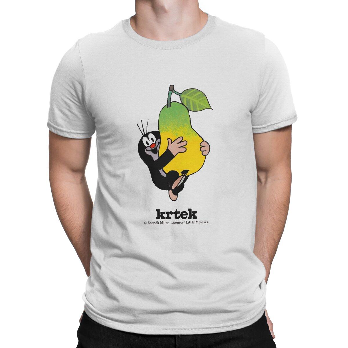 

Krtek The Mole Holding a Pear Tshirt Graphic Men Tops Vintage Punk Summer Short Sleeve Harajuku T Shirt S