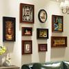 9 Pcs-set Wall-mounted Photo Frame Mural Vintage Wood Picture Frames Figure Portrait Framed Art Living Room Decoration Ornaments