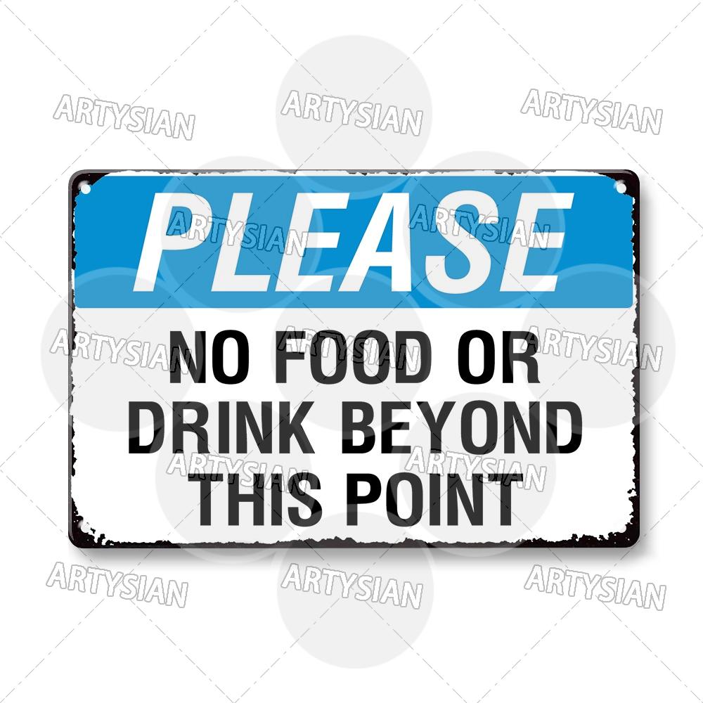 Hygiene Metal Sign No Shoes No Food Drink Restaurant Office School Public Space Plaque Wash Your Hand Sanitizer Keep Clean Sign