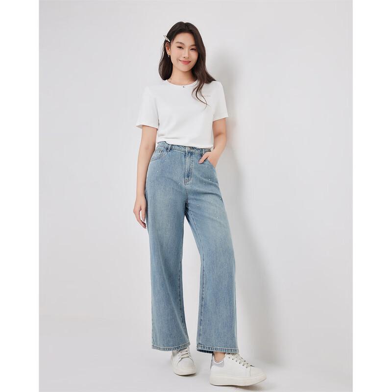 IEF 2025 Spring Women's Plus Size Slimming Denim Wide-Leg Pants