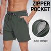Herren Badehose mit Kompressions-Innenhose 2 in 1 Schnelltrocknende Herren Badeshorts mit Boxer-Innenslip Surfen Dehnbar Strandshorts mit Reißverschlusstaschen_gg