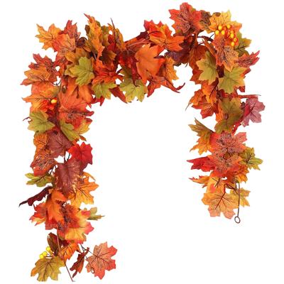 Fall Maple Leaf Garland Multi-Purpose Thanksgiving Door Wreath Simulation Maple Leaf Rattan for Fireplace Party Christmas