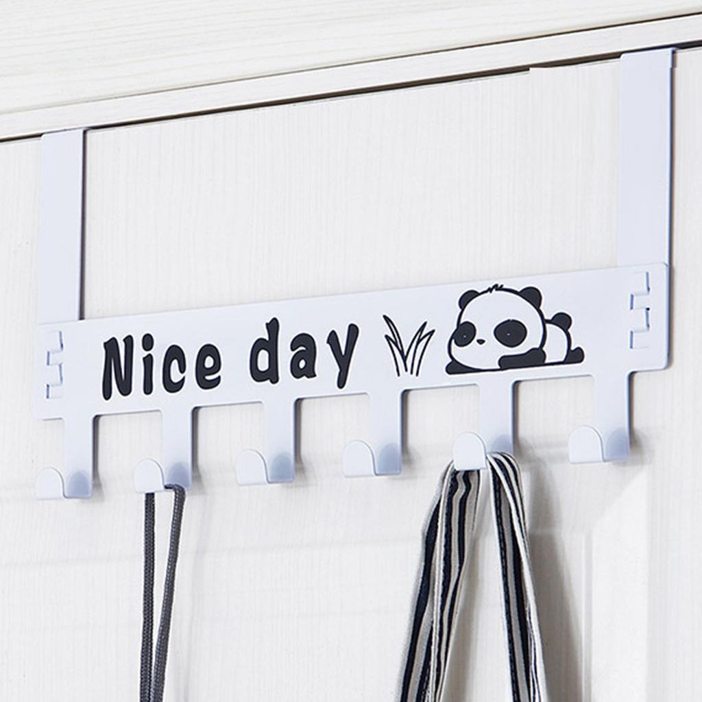 6 Hooks Over The Door Hooks Strong Load Bearing Capacity Space Saving Metal Door Hanger Hooks for Coat Hat Bag White
