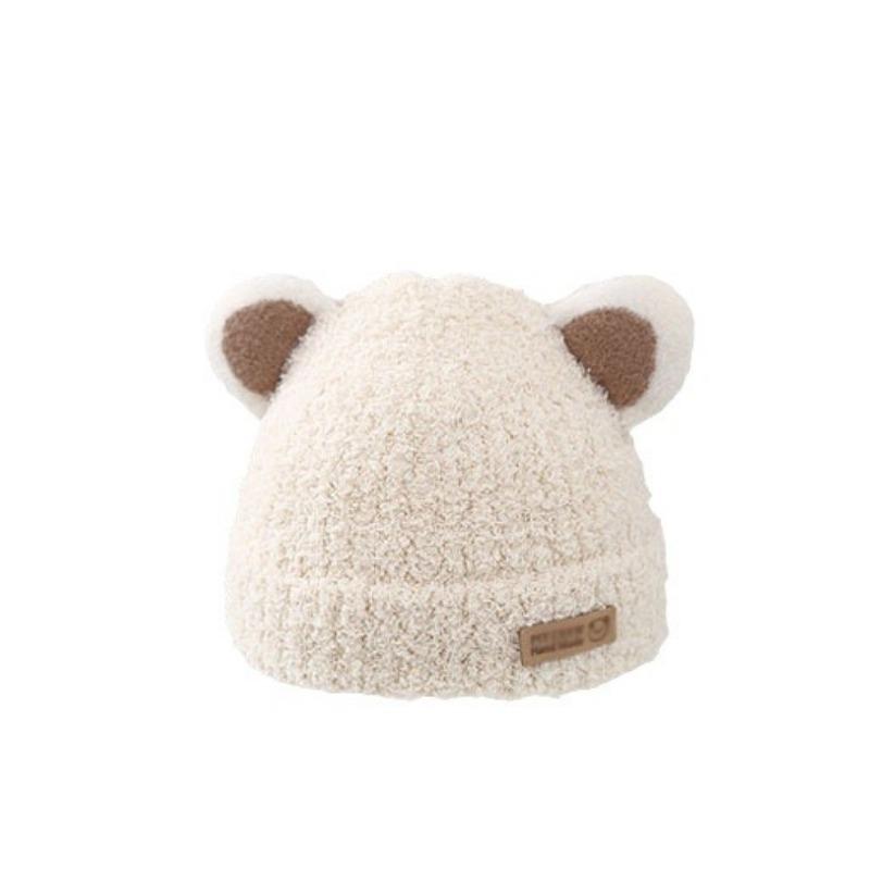 Baby hat winter boys and girls baby plush hat knitted warm ear protection autumn and winter children's wool hat