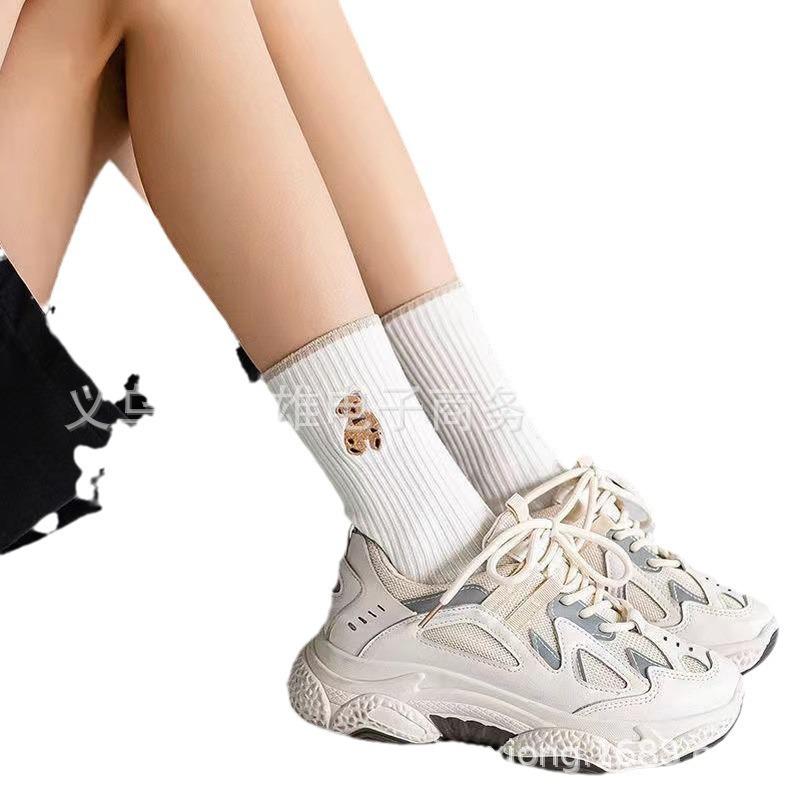 Γυναικείες Χαριτωμένες Μεσάτες Κάλτσες Αρκουδάκι Τέντι: Ιαπωνικό & Κορεατικό Στυλ, Ιδανικό για Άνοιξη, Καλοκαίρι, Φθινόπωρο και Χειμώνα