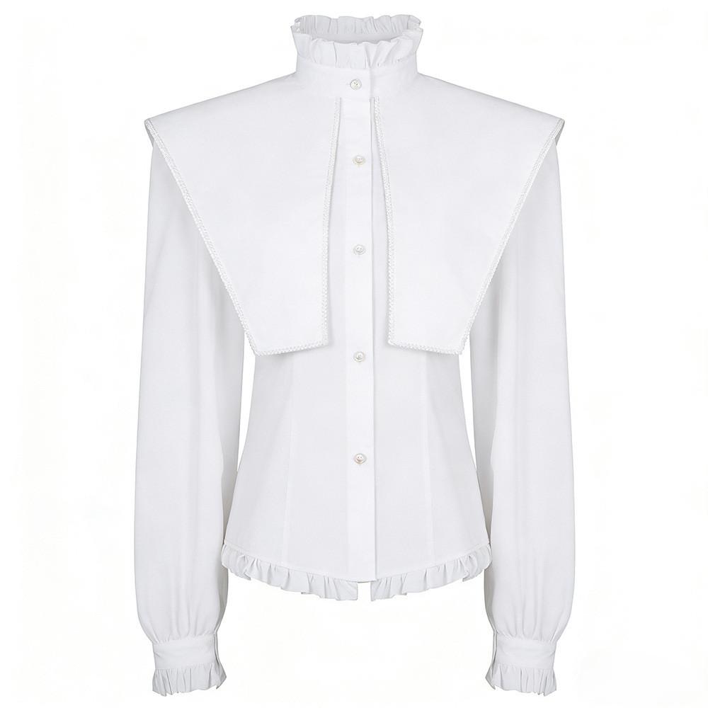 

Gothic Linen Medieval Shirt For Cosplay And Stage Performances 2XL білий