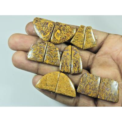Natural Mariam Jasper Matched Pair Fancy Cabochon Loose Gemstone 6 Pair Lot C-3268