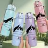 1PC Snow Mountain Lake Scenery Print 750ml Color Plastic Sports Water Bottle Leakproof Flip Straw Lid Suitable for Sports Office Home Use