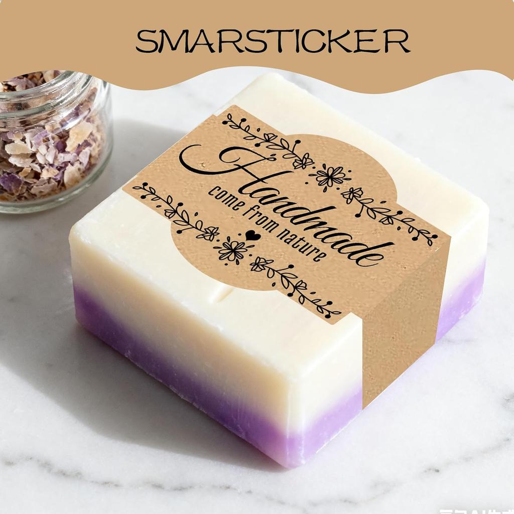 Brown Kraft Soap Labels 120pcs Handmade Soap Wrap Tags Paper Soap Sleeves Covers Tape for Homemade Soap Packaging Supplies