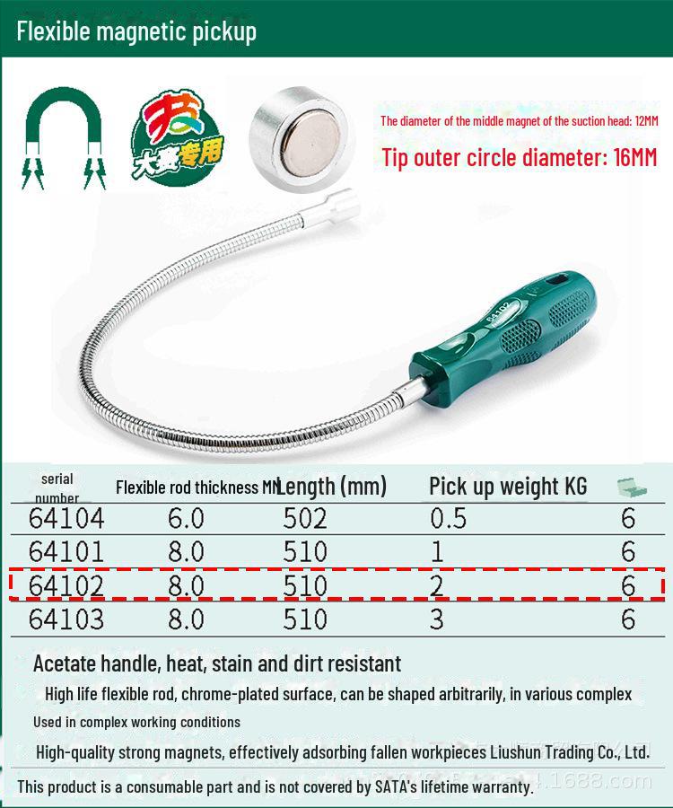 Shida Bendable Tool Picker with Strong Iron Magnetic Suction Rod for Auto Repair