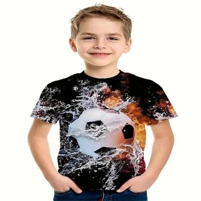 2026 Estate nuova Stampa Calcio Sportiva T-shirt 3D Abbigliamento casual a maniche corte per bambini Abbigliamento per bambini Moda T-shirt Ragazzi