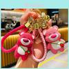 Adorable Resin Strawberry Bear Keychain Cute Cartoon Key Ring Perfect For Bags And Gifts