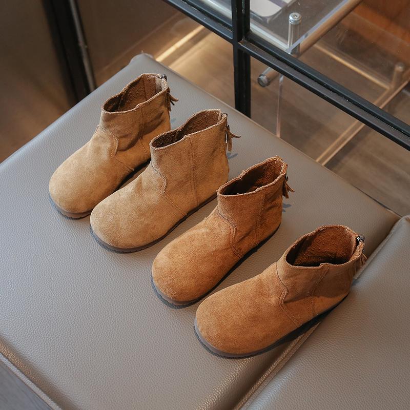 Children's Boots Girls' Ankle Boots Spring and Autumn New Style Girls' ankle Boots Soft-soled Buken Yellow boots