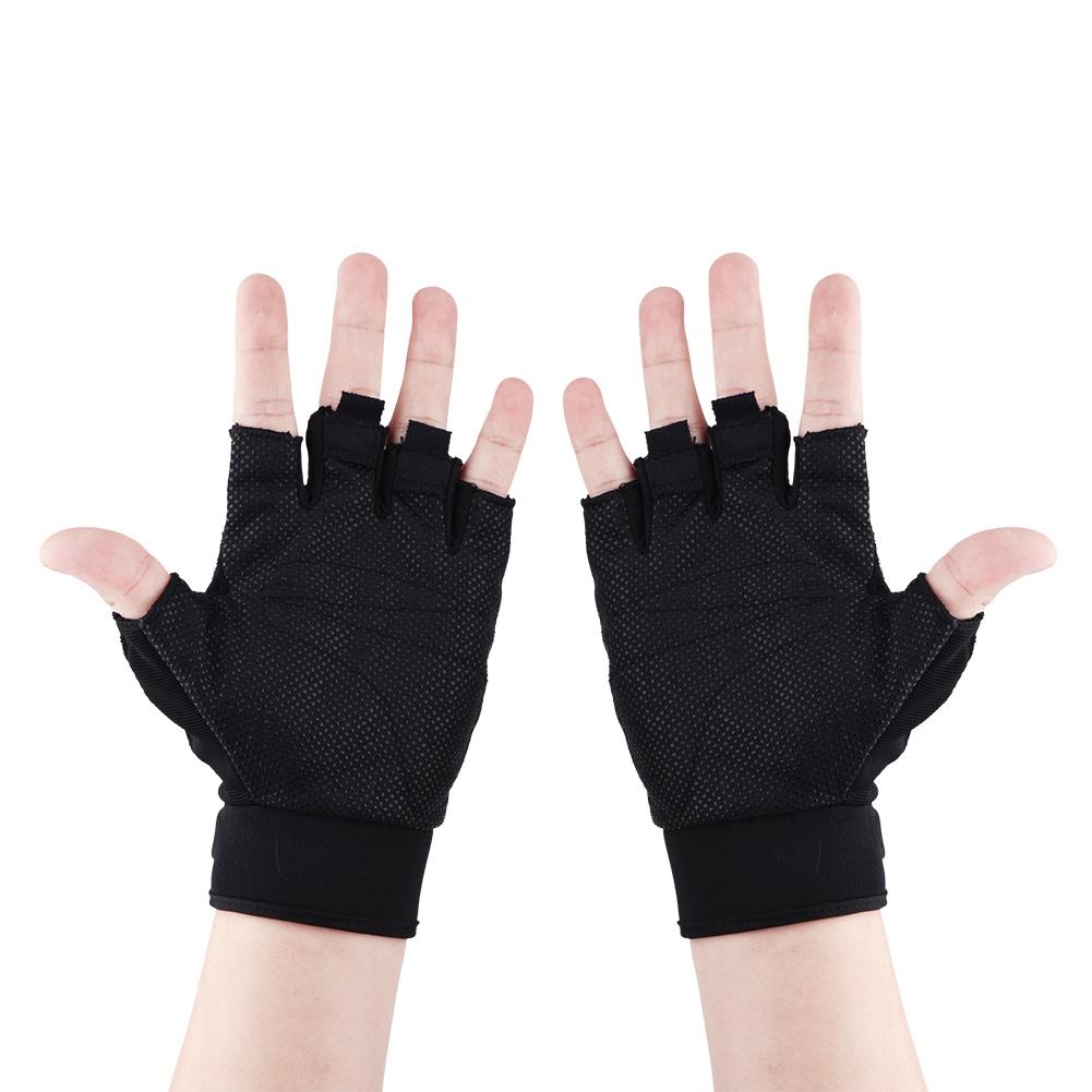 1 Pair Breathable Anti Slip Half Finger Gloves for Outdoor Cycling Climbing Sports(Black)