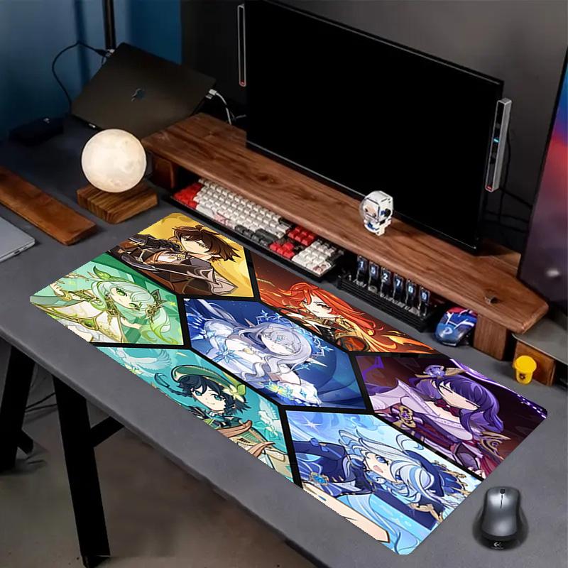 Genshin Impact Druck Mauspads, Anti-Rutsch Desktop Tastaturmatte, für PC Laptop Gaming Arbeiten Tägliche Nutzung, Cooles Festival Überraschungsgeschenk