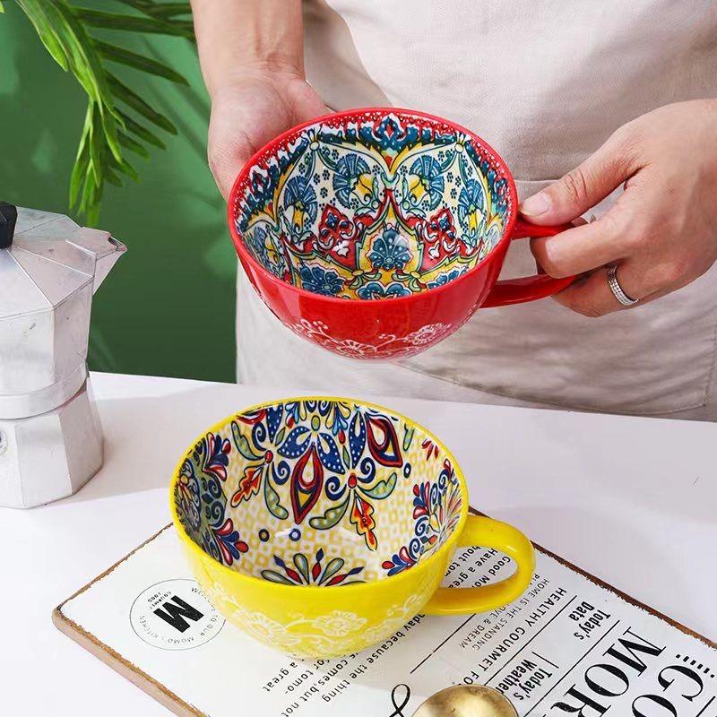 Český keramický snídaňový hrnek s vysokým vzhledem, ovesný hrnek s velkou kapacitou, hrnek na vodu, mikrovlnný hrnek na mléko a kávu