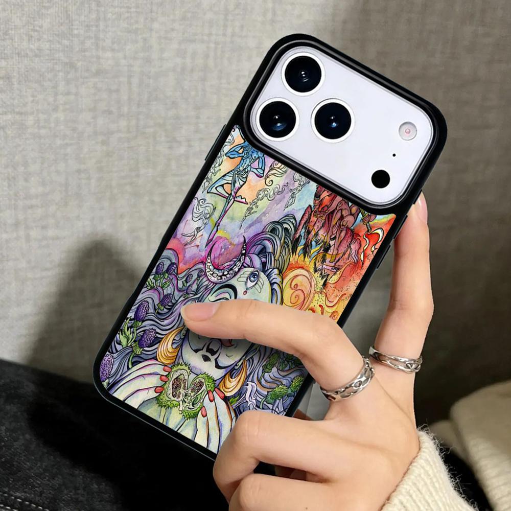 Capa Case for iPhone 17 Air 16 Pro Max 15 Plus 11 13 Mini 14 12 Back Phone Cover Alien Martian Psychedelic UFO