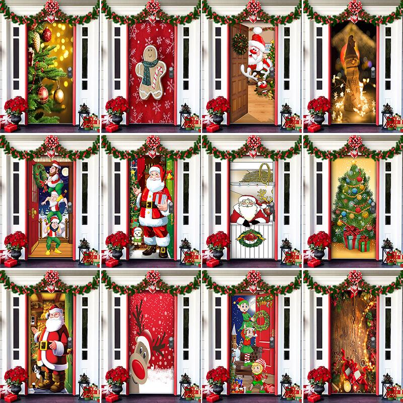 1PC Background Cloth Atmosphere Polyester Party Supplies Christmas Door Hanging Christmas Decorations Blanket
