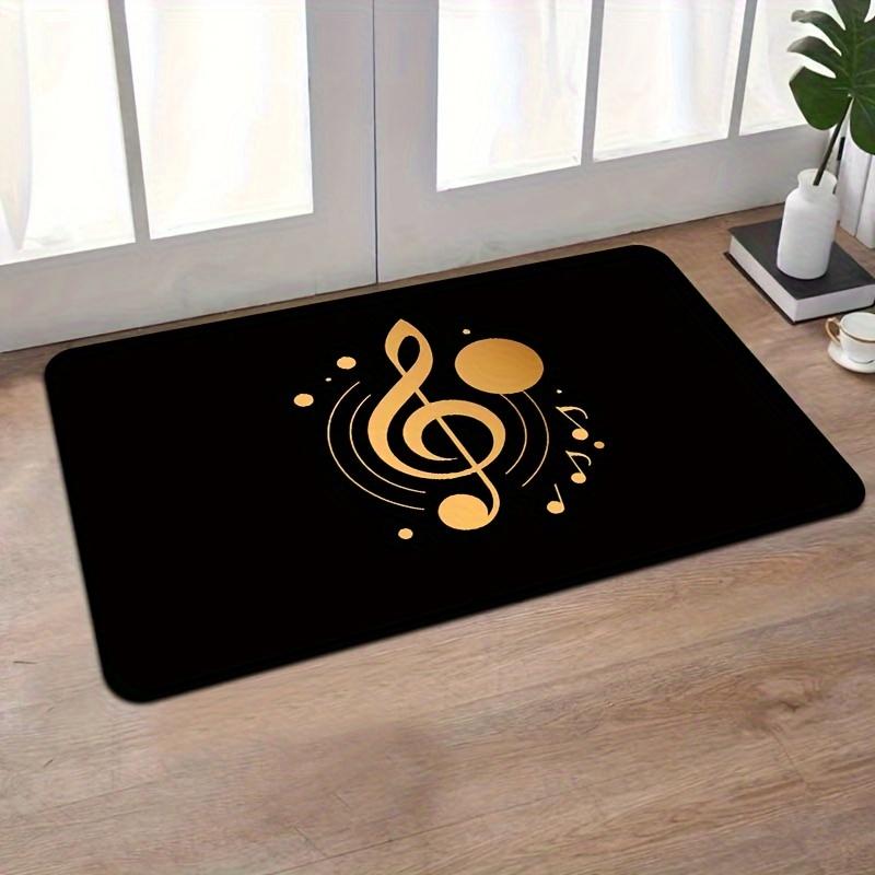 Simple Music Notes Area Rug, Soft Non-Slip Machine Washable Floor Mat for Game Room Bedroom Kitchen Living Room Home Decor