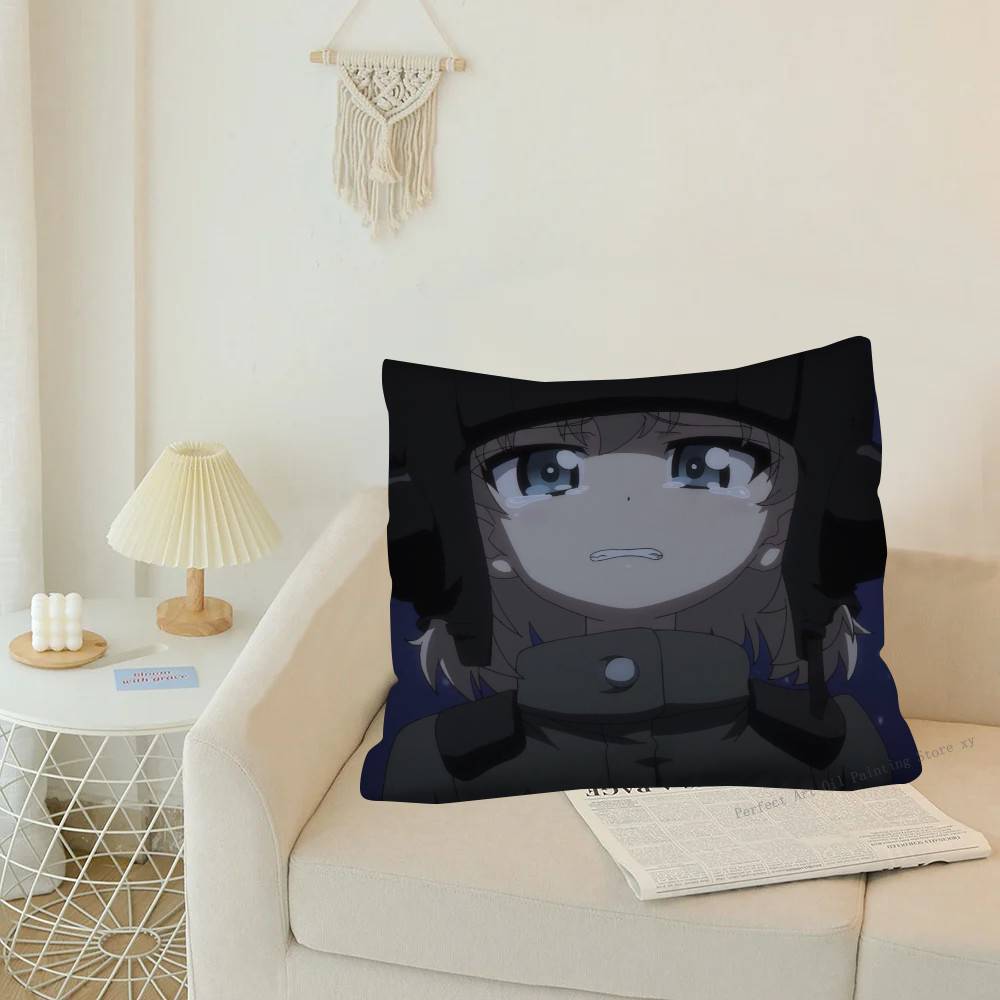 1 Stück Anime Mädchen Girls Und Panzer Kissenbezug Mode Quadratischer Kissenbezug Schlafzimmer Sofa Raum Ins Dekoration Freizeit