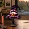 Lampa v podobě čarodějnického klobouku z vitráže, Ručně vyráběná retro pryskyřičná čarodějnická lampa, Gotická noční lampa v podobě čarodějnických klobouků napájená přes USB, Halloweenská dekorace do domácnosti