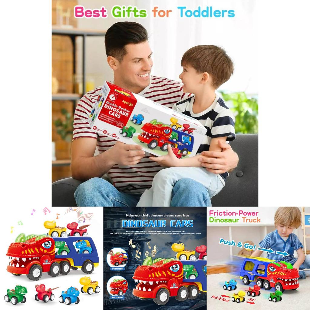 Exciting Double Layer Dinosaur Transport Truck With Lights Sounds And Inertia Features