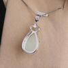 Hetian Jade Teardrop Pendant Necklace, Sterling Silver Crown Inlaid White Jade, Court Style Jewelry Gift for Women